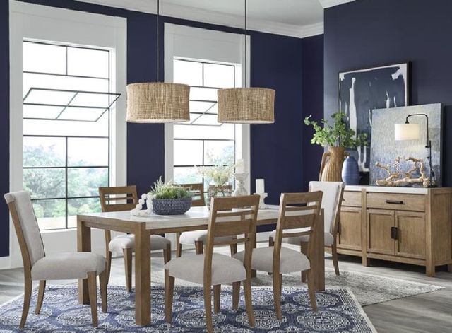 Magnussen Home® Plum Creek Sierra Brown Dining Table with Marble Top-1