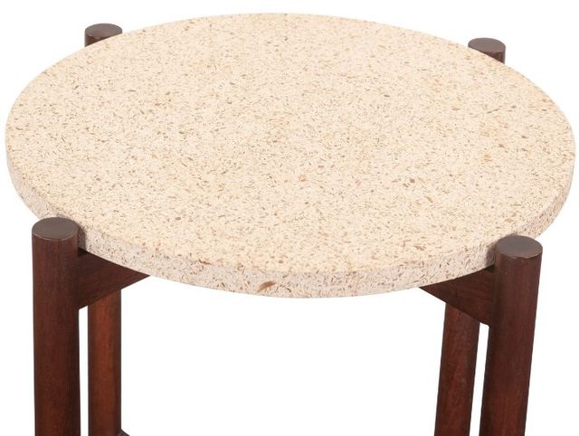 Home Trends & Design Abstract Beige Side Table with Walnut Base-2