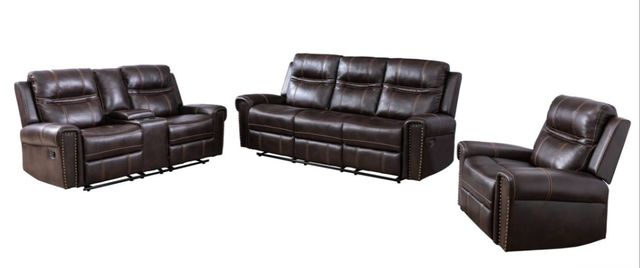 Mazin Furniture Emerson Brown Power Reclining Loveseat with Center Console-3