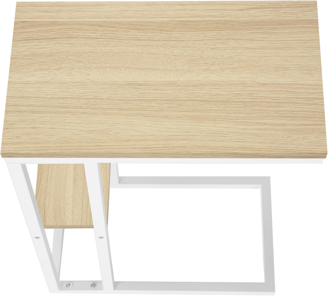 Monarch Specialties Inc. Natural 25"H Accent Table with White Metal Base -3
