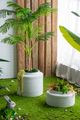 A & B Home White 10" Ridged Cement Round Planter-5