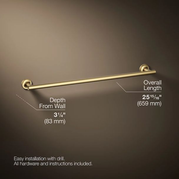KOHLER® Purist® Vibrant Brushed Moderne Brass 24" Towel Bar-2