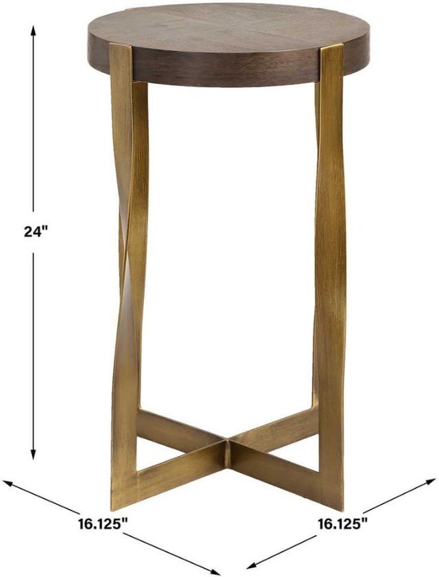 Uttermost® Drew Dark Chocolate End Table with Brass Base-2