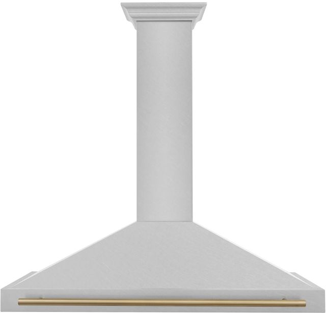 ZLINE Autograph Edition 48" Satin Stainless Steel Convertible Wall Mounted Range Hood with Champagne Bronze Handle-0