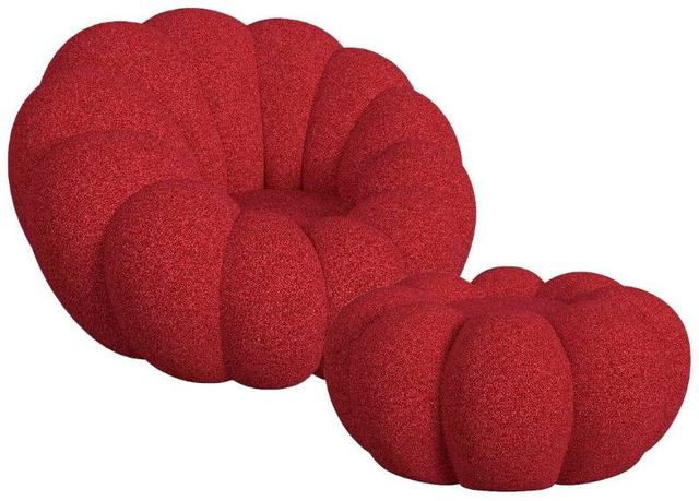 Elements International Bubble 2-Piece Red Swivel Chair and Ottoman Set-0