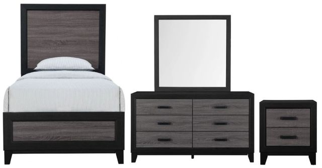 Global Furniture USA Lisbon 4-Piece Black/Dark Gray Twin Panel Bedroom Set-0