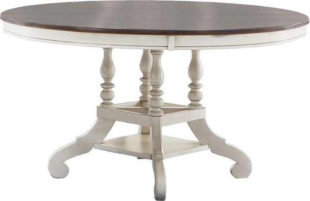 HH2 Home Pine Island Old White/Dark Pine Round Table-0