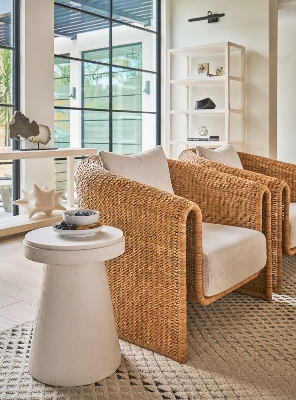 Universal Explore Home™ Weekender Coastal Living Home Key Largo Fishbone Weave Rattan Lounge Chair-1
