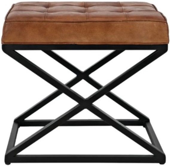 Jofran Inc. Global Archive Hogan Saddle Small Ottoman-2
