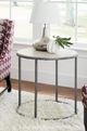Hammary® Modern Basics Brown Marble Top Round End Table with Gunmetal Base-1