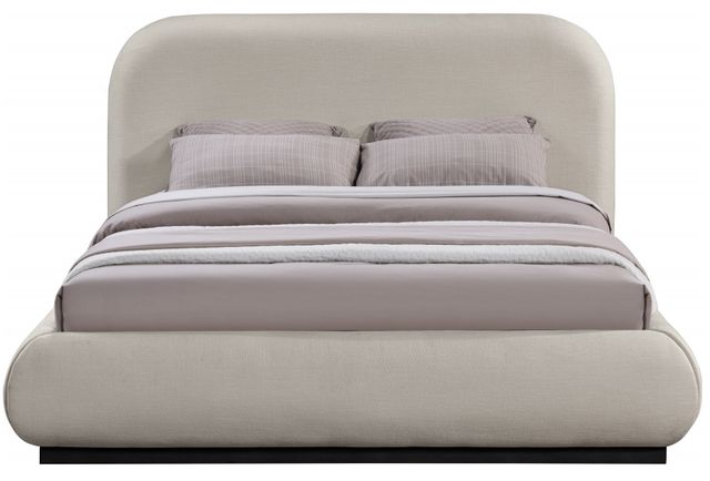 Meridian Furniture Vaughn Beige Queen Chenille Fabric Upholstered Panel Bed-1
