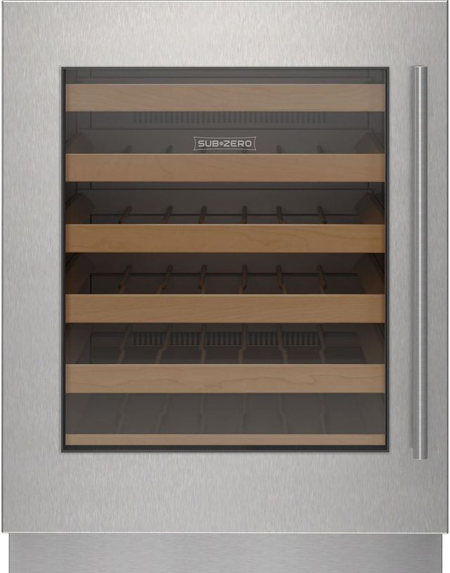 Sub-Zero® 24" Stainless Steel Left Hinge Undercounter Beverage Refrigerator Glass Door Panel Kit with Lock and Tubular Handle-0