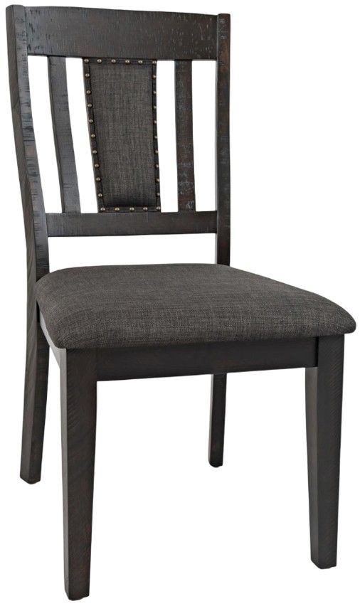 Jofran Inc. American Rustics Black/Brown Upholstered Slatback Dining Side Chair-0
