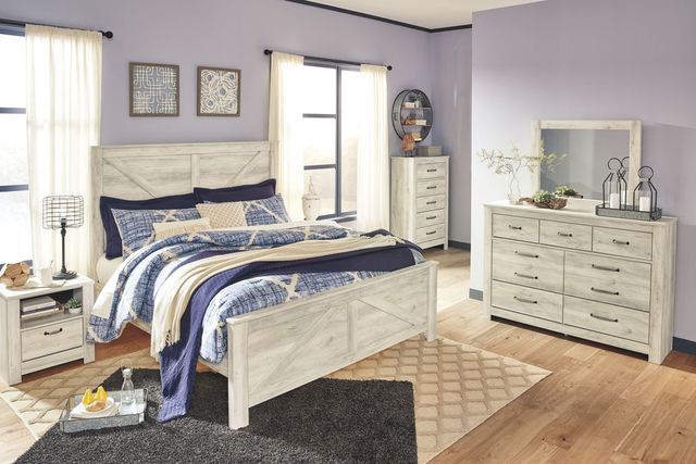Signature Design by Ashley® Bellaby Whitewash King Crossbuck Panel Bed-3
