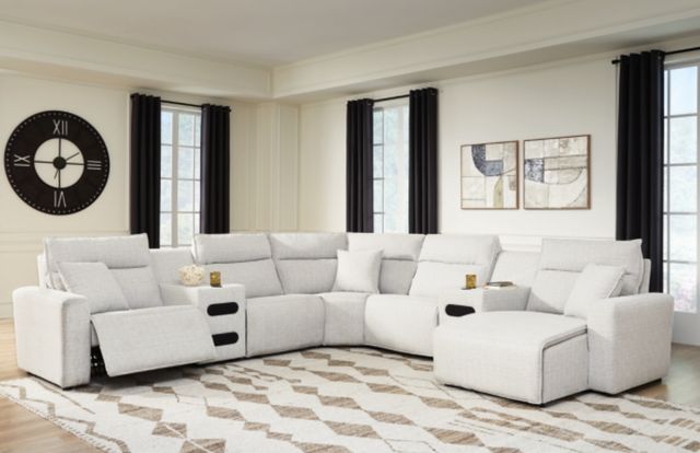 Signature Design by Ashley® ModMax II 7-Piece Stone Power Reclining Right-Arm Facing Sectional with Chaise and Audio Consoles-1