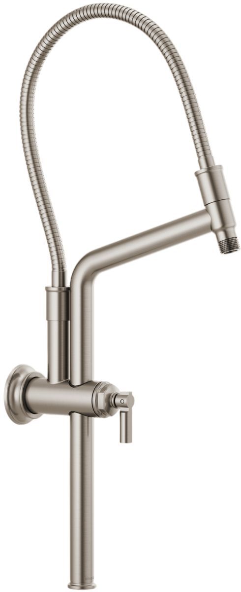 Brizo Essential™ Brilliance® Brushed Nickel 10.44" Classic Slide Bar Shower Arm and Flange-0