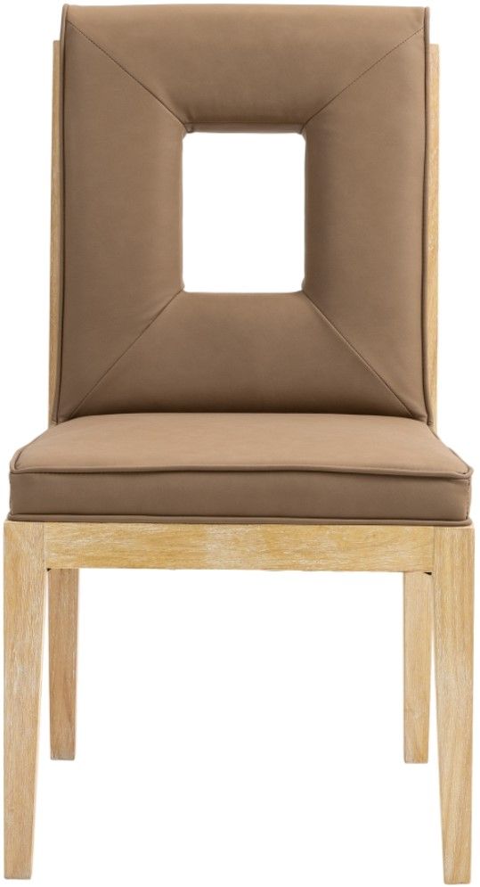 Meridian Furniture Gwendolyn Brown/Natural Vegan Leather Dining Side Chair-1