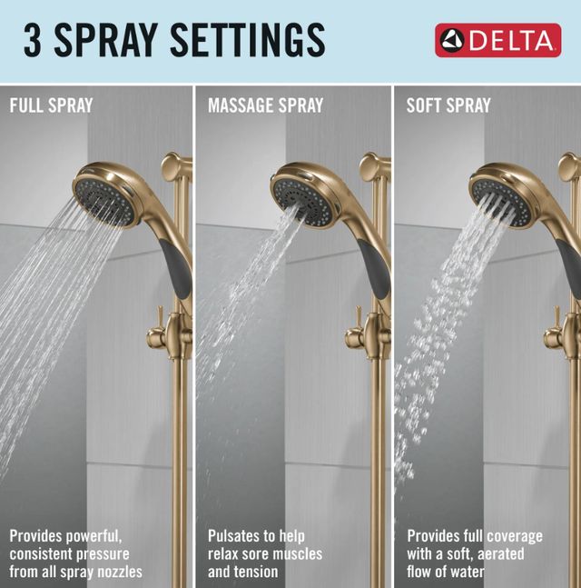 Delta Champagne Bronze Premium 3-Setting Slide Bar Hand Shower-3