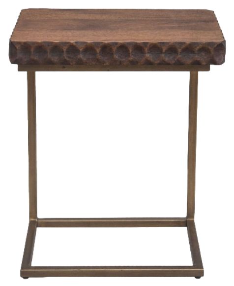 Home Trends & Design Santa Cruz Brown Side Table with Antique Bronze Base-1