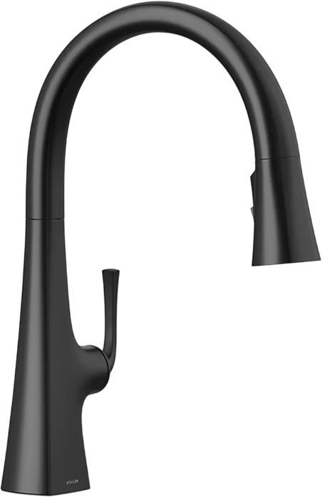 KOHLER® Graze® Matte Black Kitchen Sink Faucet with 3-Function Sprayhead-0