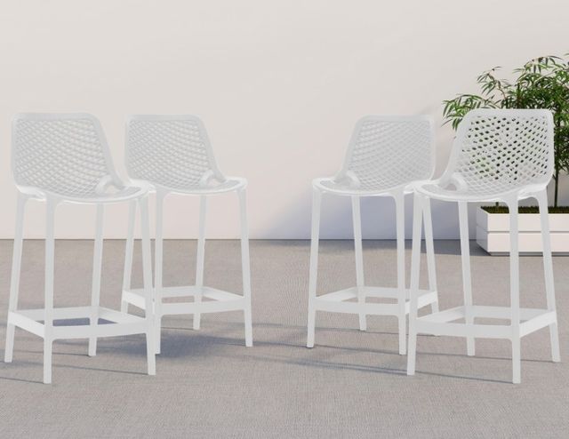Meridian Furniture Mykonos White Plastic Outdoor Patio Stool-4