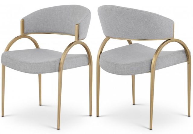 Meridian Furniture Privet Grey/Brushed Brass Dining Chair-3