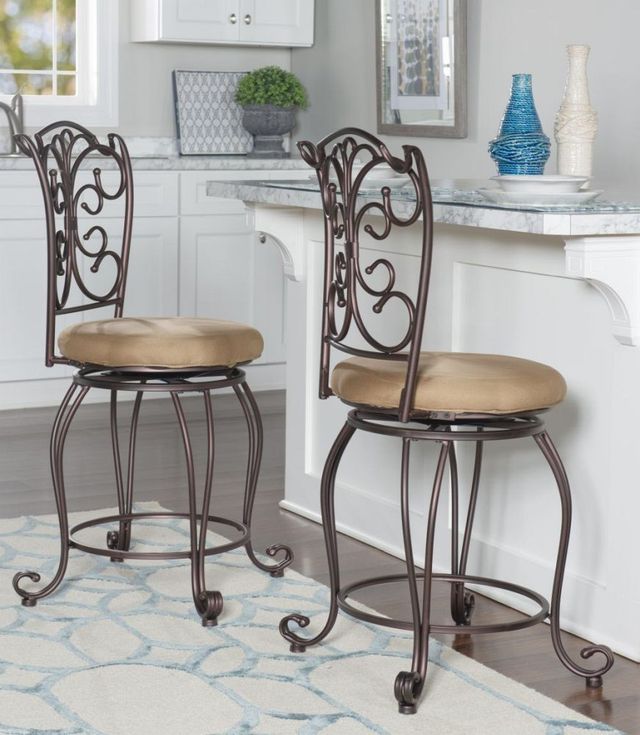 Linon Gathered Back Bronze Swivel Bar Stool-1