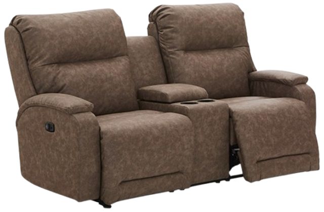 Best® Home Furnishings Customizable Maverly Leather Manual Reclining Space Saver® Loveseat with Console-1