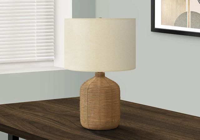 Monarch Specialties Inc. Brown Rattan Table Lamp-2