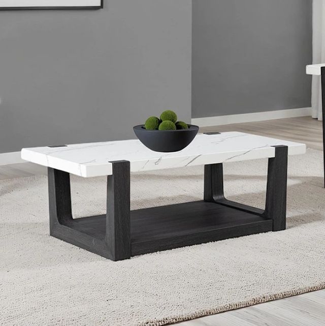 Furniture of America® Sundbry White Coffee Table with Black Base-0