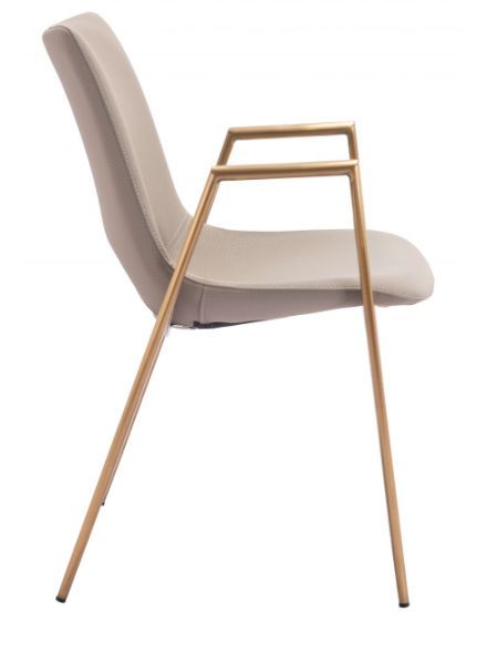 Zuo® Modern Desi Beige/Gold Dining Arm Chair-1
