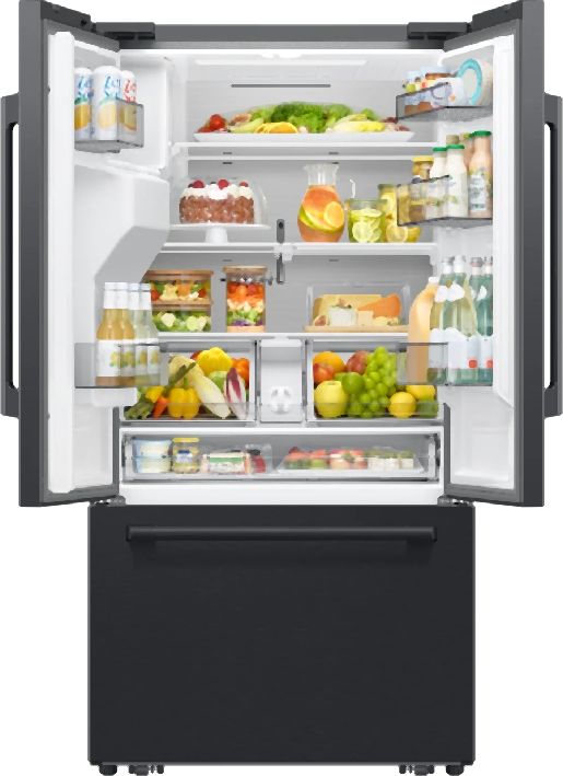 Samsung Bespoke AI 36'' 28.5 Cu. Ft. Fingerprint Resistant Matte Black Steel Freestanding French Door Refrigerator-2