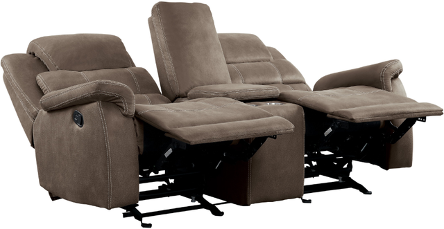 Homelegance® Shola Power Double Reclining Loveseat with Center Console and USB Ports-2