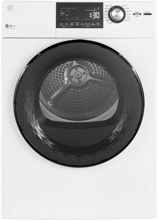 GE® 4.3 Cu. Ft. White Front Load Electric Dryer with Stainless Steel Basket-0