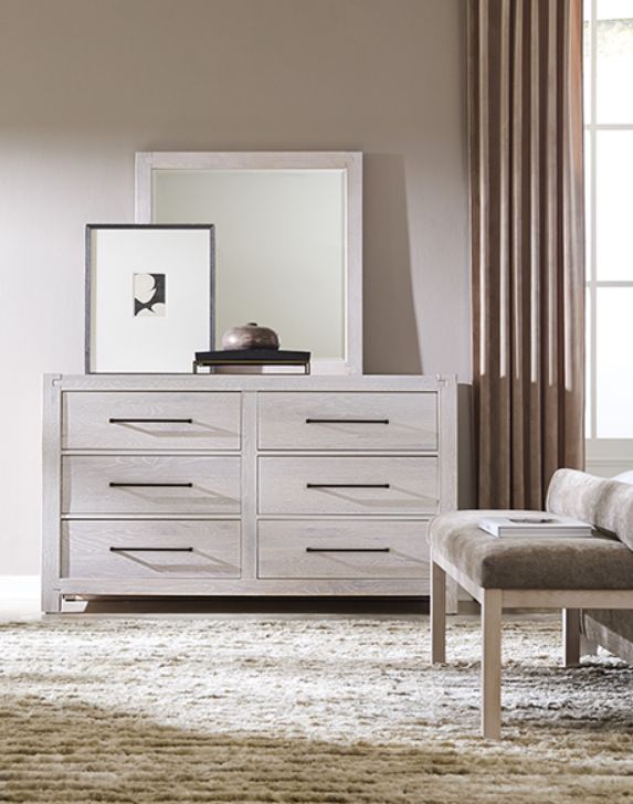 Artisan & Post by Vaughan-Bassett Joinery Brindle Gray/Washed White Oak Upholstered Bench-2