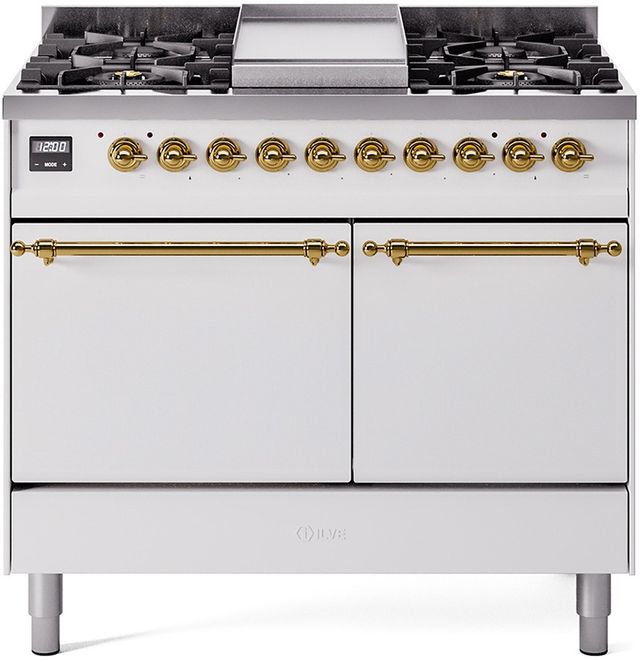 Ilve® Nostalgie II Series 40" White Pro Style Dual Fuel Range-0