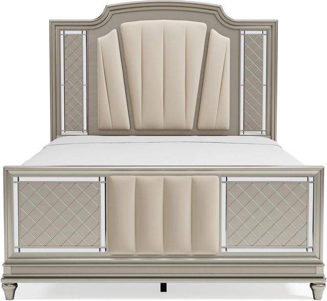 Signature Design by Ashley® Chevanna Platinum Queen Upholstered Panel Bed-2