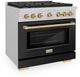 ZLINE Autograph Edition Paramount 36" Satin Stainless Steel Pro Style Gas Range with Black Matte Door and Champagne Bronze Accents-2