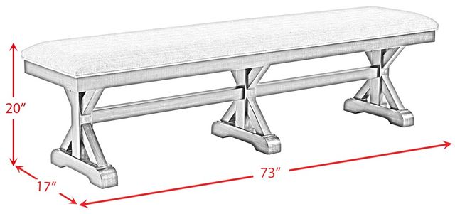 Elements International Montrose Espresso/Light Gray Upholstered Dining Bench-2