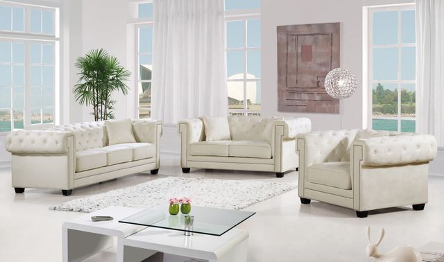 Meridian Furniture Bowery Cream Upholstered Loveseat-3