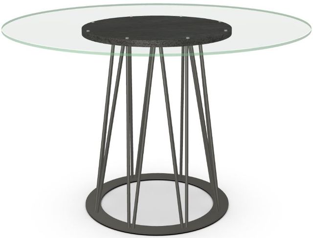 Amisco Customizable Calypso Flat Edge 48" Clear Glass Round Table-3