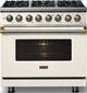 Viking® 5 Series 36" Pure White Pro Style Dual Fuel (NG) Range with Brushed Brass Trim-2