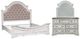 Liberty Furniture Magnolia Manor 3-Piece Antique White/Gray Queen Upholstered Panel Bedroom Set-0