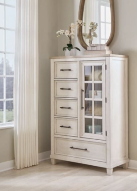 Benchcraft® Shaybrock Antique White/Brown Door Chest-3