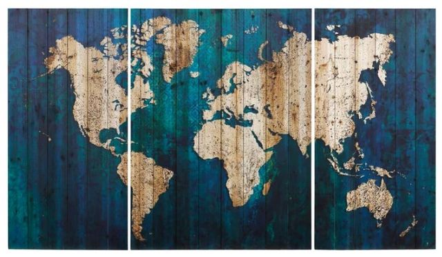StyleCraft World Map Wall Decor -0