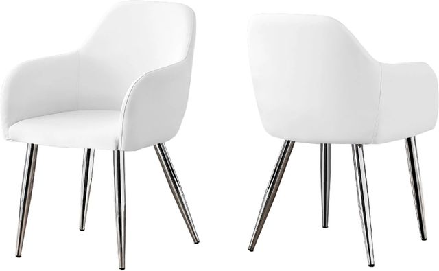Monarch Specialties Inc. 2-Piece Chrome/White Arm Chair Set-1