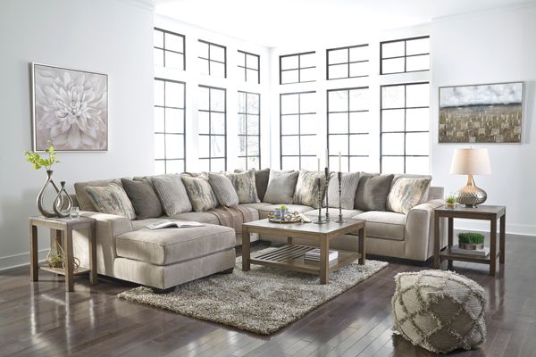Benchcraft Ardsley 4-Piece Pewter Left-Arm Facing Chaise Sectional