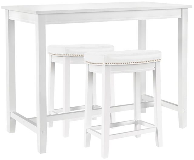 Linon Claridge 3-Piece White Counter Table Set-0