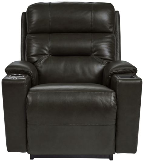 La-Z-Boy® Neo Charcoal Leather Power Rocking Recliner with Headrest and Lumbar-1