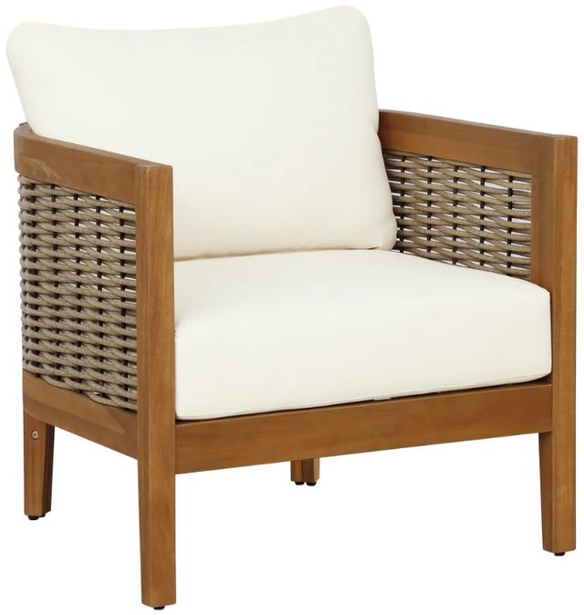 Linon St. Lucia Beige/Brown Acacia/Fabric Outdoor Club Chair-0